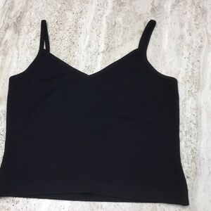 St. John Evening Spaghetti Strap Black V Neck Top